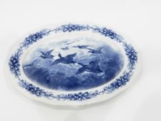 Copeland Spode 'Italian' pattern blue and white meat plate of octagonal form, 44cm wide,