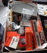 Large quantity of model railway accessories including wheels, paints, Rivarossi motors, etc.