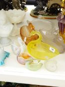 Collection of eight Victorian pressed glass swan ornaments including a Birtles & Tate example and a