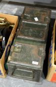 Military metal small trunk marked 'B1671BLSP 1941' with padlock
