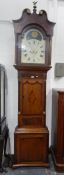 Early 19th century oak longcase clock with swan neck pediment, eight-day striking movement,