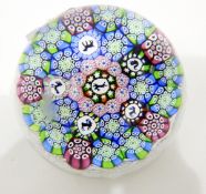 Large glass paperweight by John Deacons with a double-layer of millefiori canes,