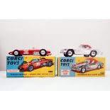 Corgi Toys Ferrari Formula 1 154, boxed and Mercedes Benz 300SL Roadster, chrome finish,