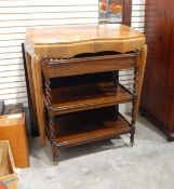 Walnut folding top tea table,