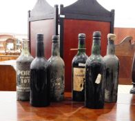 Six bottles of vintage port to include Cockburns 1963, Croft 1966 (label damaged),