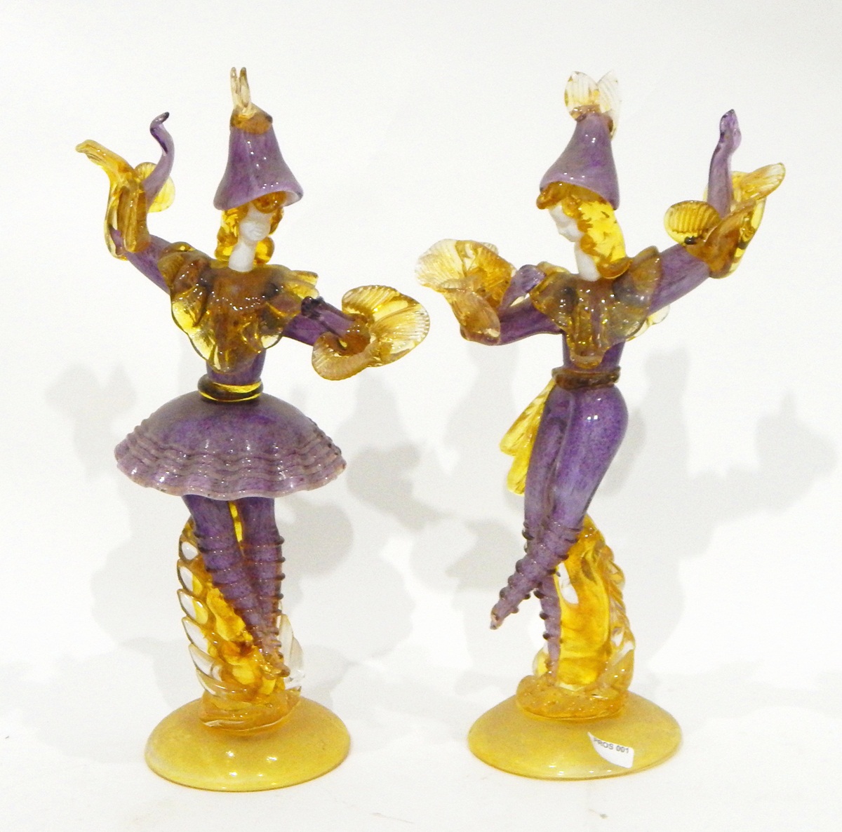 Set of four Murano glass figures by Franco Toffolo, in elaborate purple dress with gold detailing, - Image 3 of 3