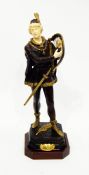 After Jean Didier Debut (1824-1893) French bronze and ivory figure of figure in medieval dress