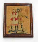 Late 18th/early 19th century rosewood framed tapestry picture of two men,
