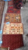 Collection of six Eastern wool prayer mats of various designs