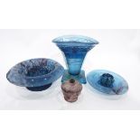 Early 20th century blue slag glass rosebowl,