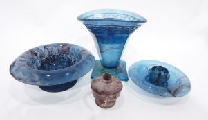 Early 20th century blue slag glass rosebowl,