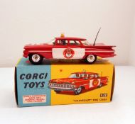 Corgi Toys Chevrolet Impala 439, Fire Chief, red, white doors and line to the side,
