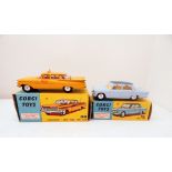 Corgi Chevrolet Impala 221 New York Taxi Cab, boxed together with Corgi Fiat 1800 217,