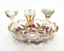 Limited edition commemorative pedestal glass bowl with etched inscription to the bowl relating to