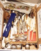 Quantity of assorted flatware including bone-handled knives, EPNS teaspoons, stainless steel, etc.