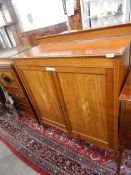 Edwardian mahogany side cabinet with stringing and marquetry decoration,