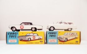 Corgi Oldsmobile Sheriff Super 88 car 237, boxed together with Ford Zephyr Motorway Patrol Car 419,