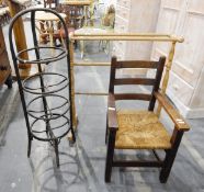 Oak child's chair with rush seat,