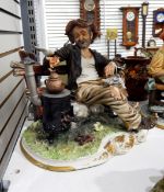 Three Capodimonte models 'Reluctant Donkey', 'Shoemaker' and 'Tramp with Stove',