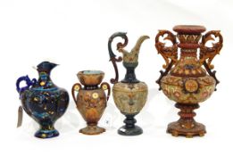 Quantity of Wilhelm Schiller & Sohn pottery to include a late 19th century majolica baluster-shaped