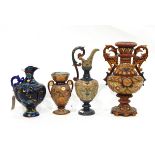 Quantity of Wilhelm Schiller & Sohn pottery to include a late 19th century majolica baluster-shaped