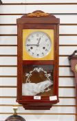 Chinese drop-dial wall clock with eight-day gong striking movement in walnut-effect case,