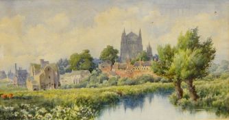 Sophie D'Ouseley Meredith (early 20th century) Watercolour Continental town with river in