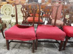 Pair of Chippendale-style mahogany dining chairs with pierced gothic splats,