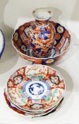 Quantity of Japanese Imari patterned plates, bowl, vase, etc.