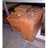 Large leather travelling trunk,