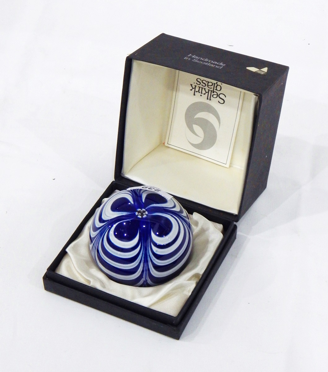 Selkirk glass paperweight, 'Marbrie Blue', titled, numbered 54/450 and dated 1979, with paper label, - Image 5 of 5