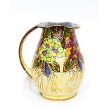 Royal Winton Grimwades pottery jug of ribbed bulbous form, having shaped rim,