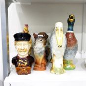 Collection of absinthe and other jugs including a Carl Knoll,