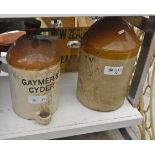 Stoneware brewer's jar marked Gaymer's Cyder and another large stoneware brewer's jar (2)