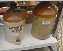 Stoneware brewer's jar marked Gaymer's Cyder and another large stoneware brewer's jar (2)