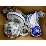 Assorted ceramics including Copeland Spode 'Tower', flan dish,