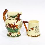 Collection of Crown Devon Fieldings pottery to include John Peel musical jug and mug and Auld Lang