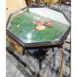 Edwardian octagonal table vitrine raised on turned supports with under-tier (conversion from an