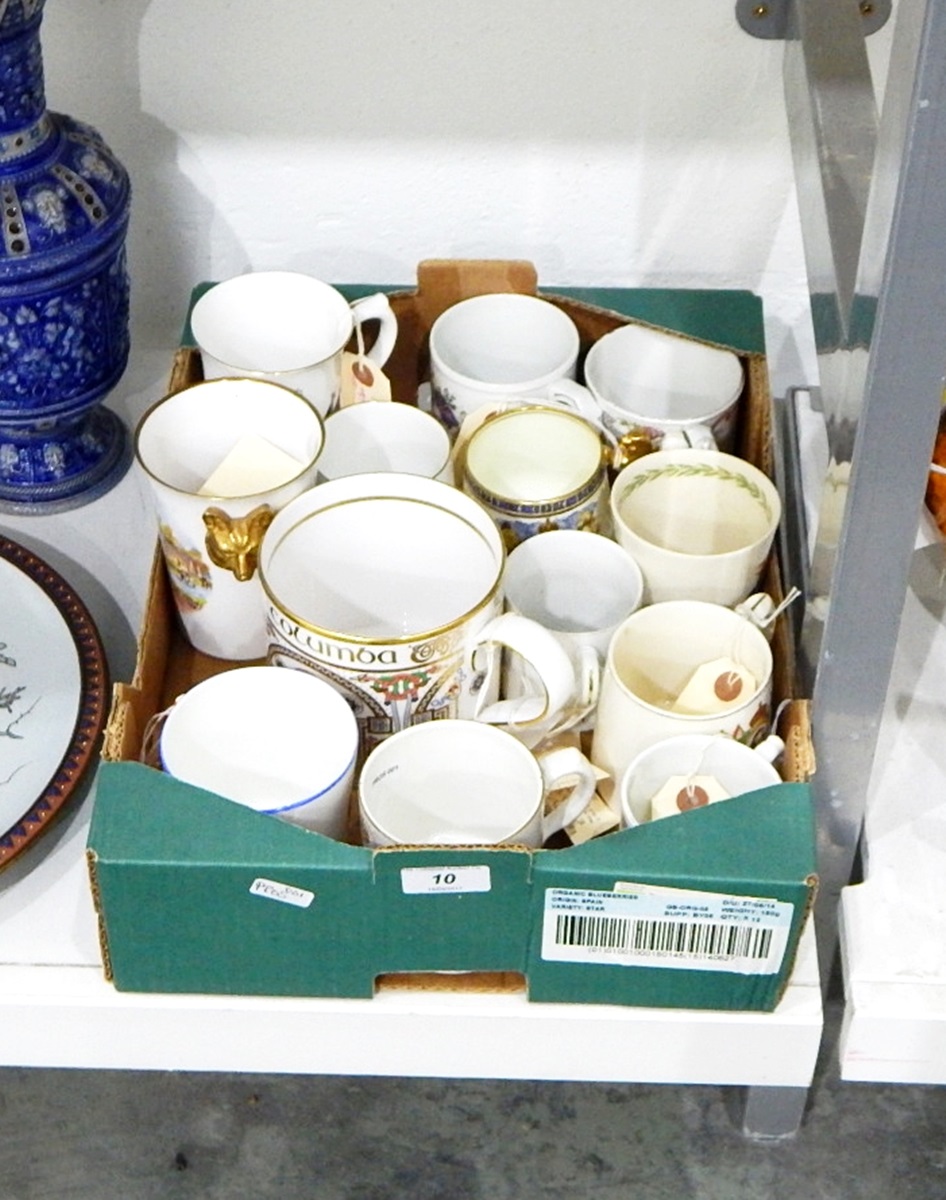 Collection of commemorative mugs including Spode 'The Kells' tankard, Edward VIII coronation mug,