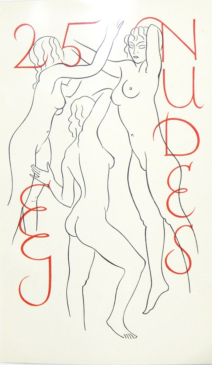Eric Gill ( 1882-1940) Wood engravings 'Title page in red and black' and ' Nude with plait' from