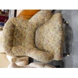 Victorian buttonback armchair with foliate pattern upholstery,