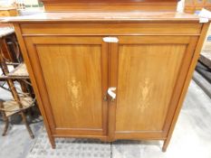 Edwardian mahogany side cabinet with stringing and marquetry decoration,