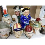 Quantity of character jugs including Tyrolean gentleman, Long John Silver with his parrot,