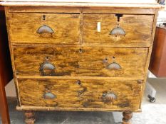 19th century stained pine chest,