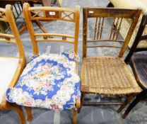 Pair of stained beech framed dining chairs,