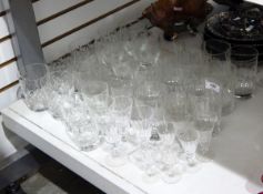 Assorted 19th century and later table glass including set of six cut glass tumblers,