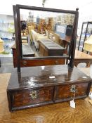 Late 17th century and later walnut and oak swing toilet mirror (converted),