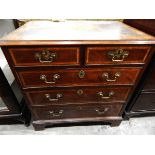 19th century mahogany and satinwood banded chest of two short and three long drawers,