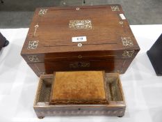 Victorian Tunbridge Ware sewing box by Edmund Nye, of sarcophagus form,
