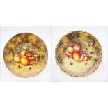 20th century Royal Worcester handpainted plate by Freeman of apples and gooseberries on